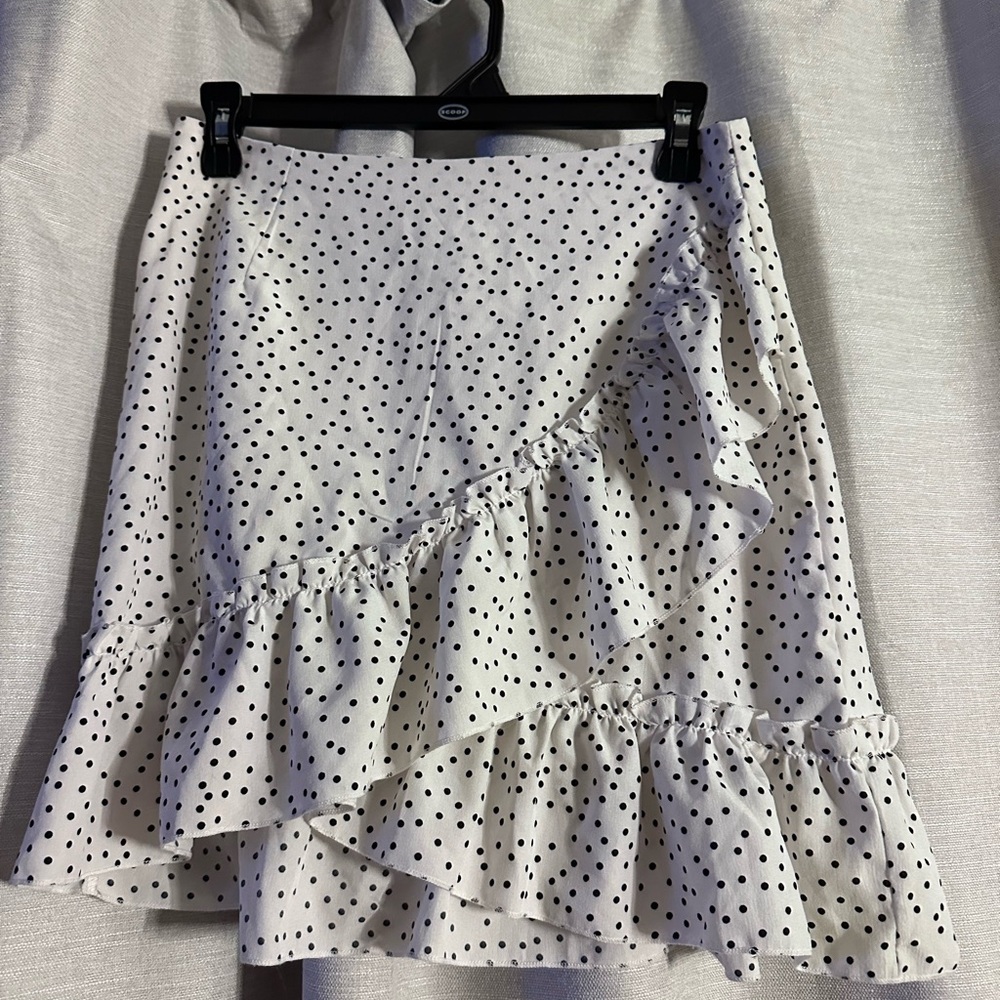 SHEIN Black and White High Low Ruffle Skirt